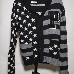 Men's Black and Gray Star Snoopy Cardigan